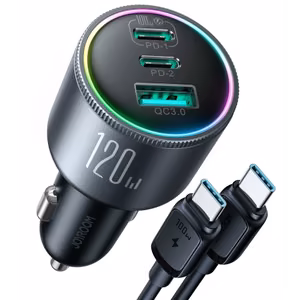 Autolaadija Joyroom JR-CCN07, hall, 100W (2xPD / 1xQC3.0) + Type-C / Type-C 100 cm kaabel