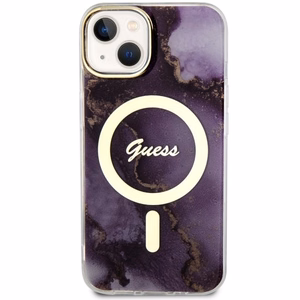 Guess GUHMP14SHTMRSU iPhone 14 6.1" lilla/lilla hardcase Golden Marble MagSafe