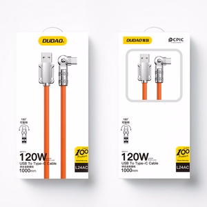 USB kaabel Dudao L24AC (180' nurk) Oranž Type-C 100cm (kuni 120W)