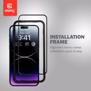 Crong Anti-Bacterial 3D Armor Glass 9H kogu ekraani kattev karastatud kaitseklaas iPhone 14 Pro Max jaoks koos paigaldusraamiga