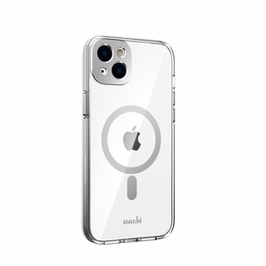 Moshi iGlaze ümbris seadmele iPhone 14 Plus, MagSafe'iga ühilduv, läbipaistev Luna Silver detailidega
