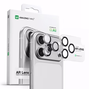 AmazingThing Lens стекло для iPhone 17 Pro / Pro Max с серебряной алюминиевой рамкой