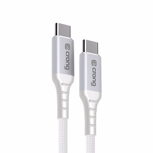 Crong Armor Link USB-C–USB-C kaabel, 2 m, 100 W PD, 5 A, valge
