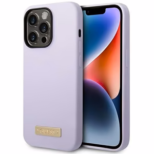 Guess GUHMP14LSBPLU iPhone 14 Pro 6.1" lilla/lilla hard ümbris Silicone Logo Plate MagSafe