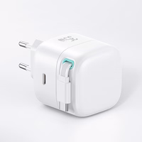 USAMS Võrgulaadija 1xUSB-C USB-C kerikaabliga PD+QC 35W Gan Fast Charging valge XMF Series CC202TC02 (US-CC202)