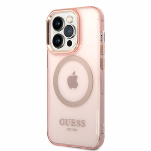 Guess GUHMP14LHTCMP iPhone 14 Pro 6.1" roosa/roosa hard ümbris kuldne Outline Translucent MagSafe