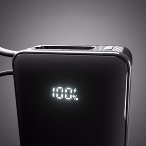 Powerbank SBS 10000 mAh 20W sisseehitatud USB-C kaabli ja digitaalse ekraaniga - must