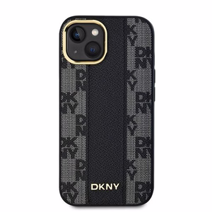 DKNY Leather Checkered Mono Pattern MagSafe Ümbris jaoks iPhone 15 Plus / 14 Plus - Must