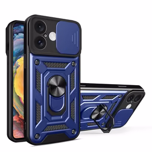 Hybrid Armor Camshield iPhone 16 Plus Armored Ümbris with Camera Cover and Stand - Sinine