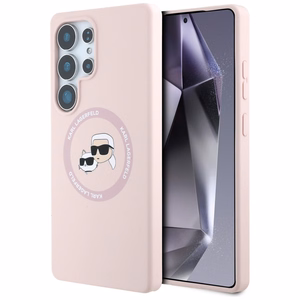 KARL LAGERFELD ümbris jaoks SAMSUNG S25 Ultra KLHMS25LSKCHTCP (Magnetic Silicone Double Heads) roosa