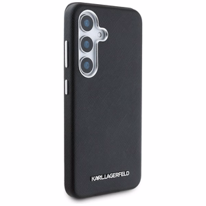 Karl Lagerfeld Saffiano Full Wrapped Elongated Metal Logo MagSafe Ümbris jaoks Samsung Galaxy S25 - must