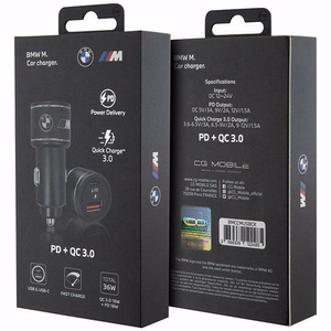 BMW Laadija BMCCMUSBCK PD-QC 3.0 20W Fast Charge must/must M Edition