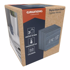 Grundig - Digital LED Alarm Clock with Thermometer and Calendar (Blue)