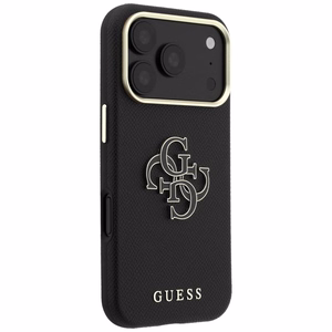 Guess Grained & Big Resin Logo ümbris seadmele iPhone 18 Pro / 17 Pro – must