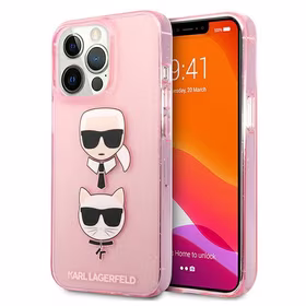 Karl Lagerfeld KLHCP13LKCTUGLP iPhone 13 Pro / 13 6,1" różowy / roosa kõvakott Glitter Karl's & Choupette