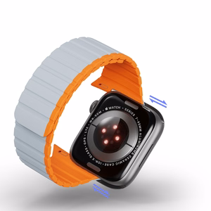 Магнитный ремешок для Apple Watch SE, 9, 8, 7, 6, 5, 4, 3, 2, 1 (41, 40, 38 mm) Dux Ducis (LD Version) - серо-оранжевый