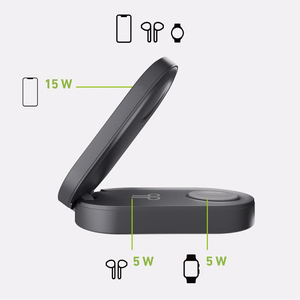 SBS 3-in-1 Foldable Juhtmevaba Charging Station QI2 MFI - Made jaoks iPhone - must