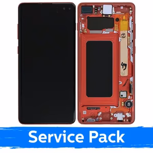 LCD Ekraan Ühildub Samsung G975 S10 Plus Koos Frame / Cardinal Punane / (Service Pack)