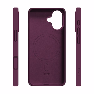 Etteri Silicone Mag ümbris iPhone 16 6,1 tolli jaoks, tume kirsipunane