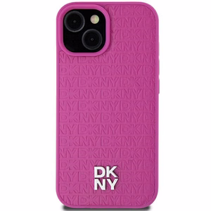 DKNY Leather Pattern Metal Logo MagSafe Ümbris jaoks iPhone 15 / 14 / 13 - Roosa