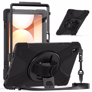 JM Rugged Case Grip ümbris Samsung Galaxy Tab A11+ rihmaga must