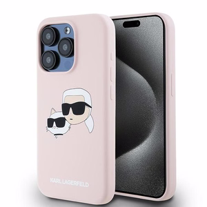 Karl Lagerfeld Silicone Karl&Choupette MagSafe Ümbris jaoks iPhone 15 Pro - roosa