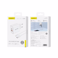 FONENG võrgulaadija EU52 PD 30W 1xUSB-C + 1xUSB QC3.0 + kaabel USB-C - Lightning valge