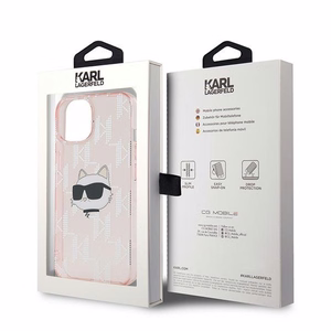 Karl Lagerfeld IML Choupette Head & Monogram ümbris jaoks iPhone 15 / 14 / 13 - roosa