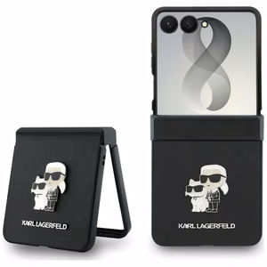 Must Karl Lagerfeld Saffiano Karl & Choupette Pin ümbris Samsung Galaxy Z Flip8 telefonile