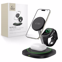 Tech-Protect QI15W-A46 3in1 Magnetic MagSafe Induktiivne Laadija - must