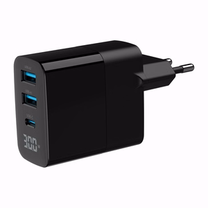 Gembird TA-UC-PDQC30LCD-BK-02 mobiilseadme laadija universaalne must AC kiirlaadimine siseruumidesse