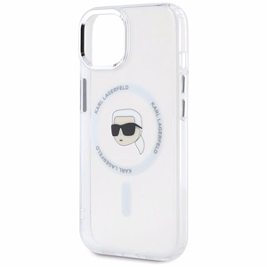 KARL LAGERFELD ümbris jaoks IPHONE 15 compatible with MagSafe KLHMP15SHLSKIH (IML Metal K Head) valge