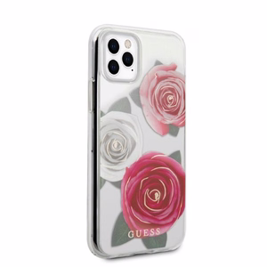 Guess GUHCN58ROSTRT iPhone 11 Pro прозрачный жёсткий чехол Flower Desire Pink & White Rose