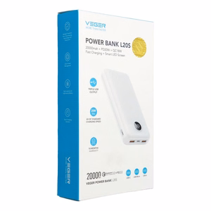 VEGER powerbank 20000 mAh PD QC3.0 2A20W L20S (VP2039PD / W2039PD) valge