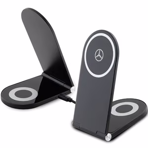 Mercedes hõbedane Stars MagSafe foldable 2in1 15W induktiivne laadija - must