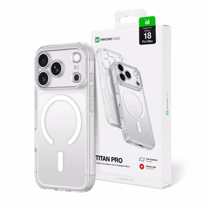 AmazingThing Titan Pro Lens ümbris mudelile iPhone 18 Pro Max, kaamerakaitsega ja paelakinnitusega, ühildub MagSafe'iga – värv: läbipaistev
