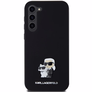 Karl Lagerfeld Silicone Karl&Choupette Metal Pin ümbris jaoks Samsung Galaxy S24+ - must