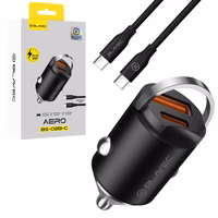 Blavec Autolaadija BS-02B-C Aero - USB + Type C - QC 3.0 18W PD 30W koos Type C to Type C cable (CCBS02BCA-UCB) must