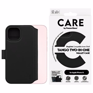 CARE by PanzerGlass Feature Tango 2in1 Wallet MagSafe Ümbris jaoks iPhone 15 - Must