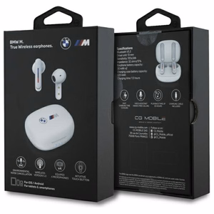 BMW Bluetooth kõrvaklapid BMBEMIATP20LOH TWS + docking station valge/valge Printed Logos