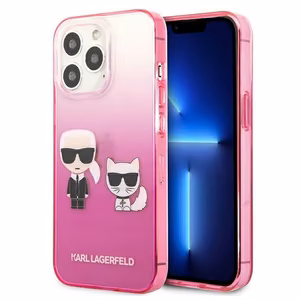 Karl Lagerfeld Gradient Ikonik Karl&Choupette ümbris iPhone 13 Pro / iPhone 13 jaoks - roosa