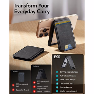 ESR Classic RFID-kaitsega MagSafe magnetiline telefoni kaarditasku koos toega – must