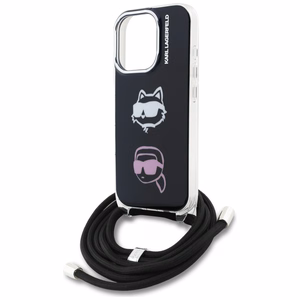 Чехол Karl Lagerfeld IML Crossbody Karl & Choupette Head для iPhone 16 Pro чёрный
