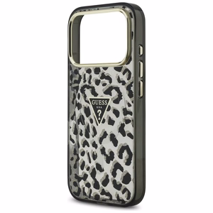 Чехол GUESS для IPHONE 17 Pro совместимый с MagSafe GUHMP17LHLEGTGLK (PC TPU W/ Leopard Glitter) чёрный