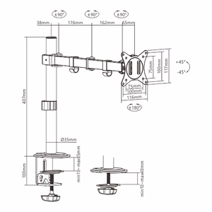 Gembird MA-D1-01 monitor mount / stand 81.3 cm (32") must Desk