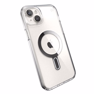 Speck Presidio Perfect-Clear MagSafe ümbris ClickLock-tehnoloogiaga seadmele iPhone 15 Plus / 14 Plus, läbipaistev kroomivärvi rõngaga