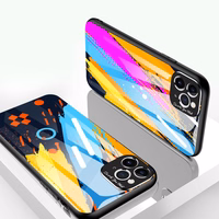 Värviline klaasist ümbris Vastupidav kate karastatud klaasist tagakülje ja kaamerakattega iPhone 11 Pro Max muster 2