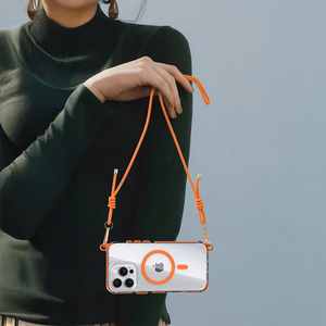 Tel Protect Strap Clear Ümbris jaoks Iphone 15 Pro oranž