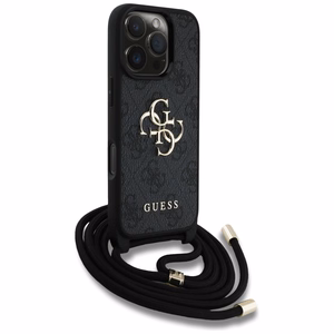 Чехол Guess для iPhone 16 Pro Max GUHCP16XP4GMGCRK (CBDY PU 4G Big Logo W/Cord Strap) чёрный