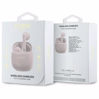 Guess Bluetooth kõrvaklapid GUTWSJ14ESGP TWS + docking station roosa/roosa Printed Classic Logo